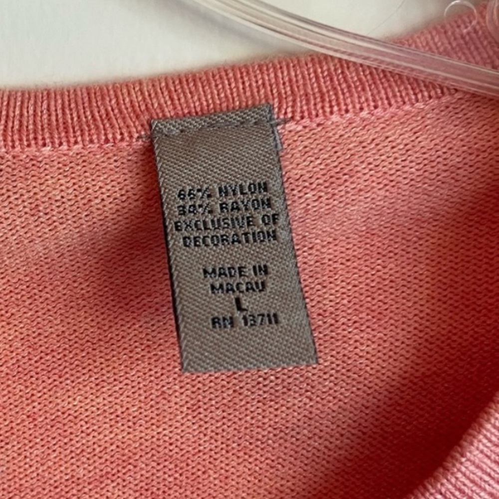 I.E. RELAXED Beaded cardigan women's LG button up long sleeve orange sweater EUC - Picture 6 of 10
